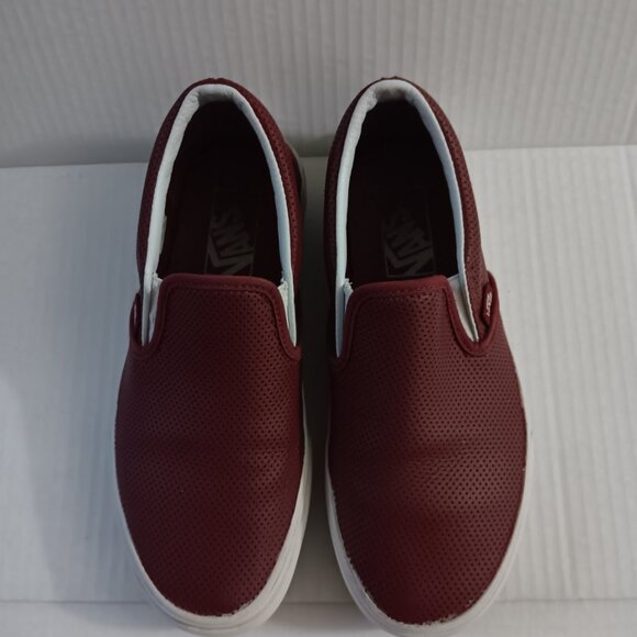 VANS WOMEN'S CRIMSON FAUX LEATHER SNEAKERS - Picture 8 of 13